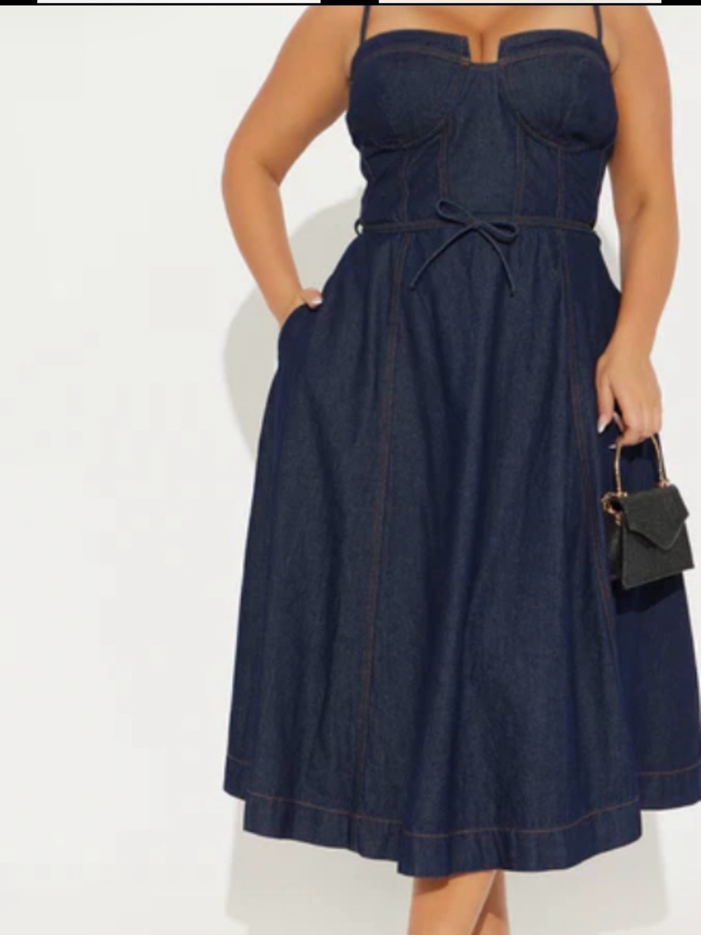 Fashion Nova Dark Blue Strapless Denim Dress
